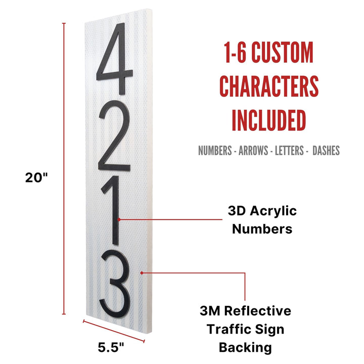 Customized Premium Large Address Sign (Reflective 20 Inch Vertical)